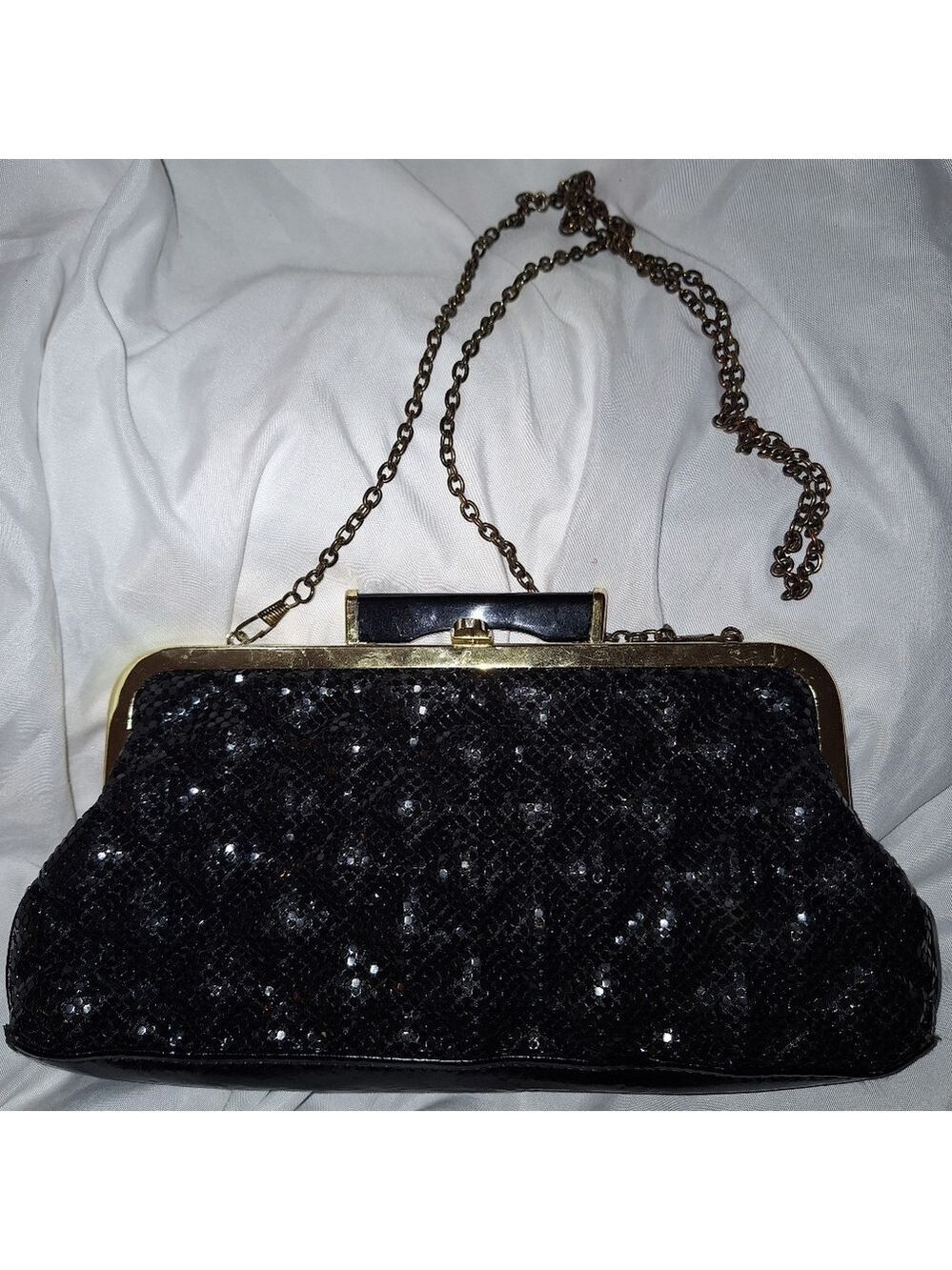 Black Bebe Meah Clutch with Chain Strap Evening Bag